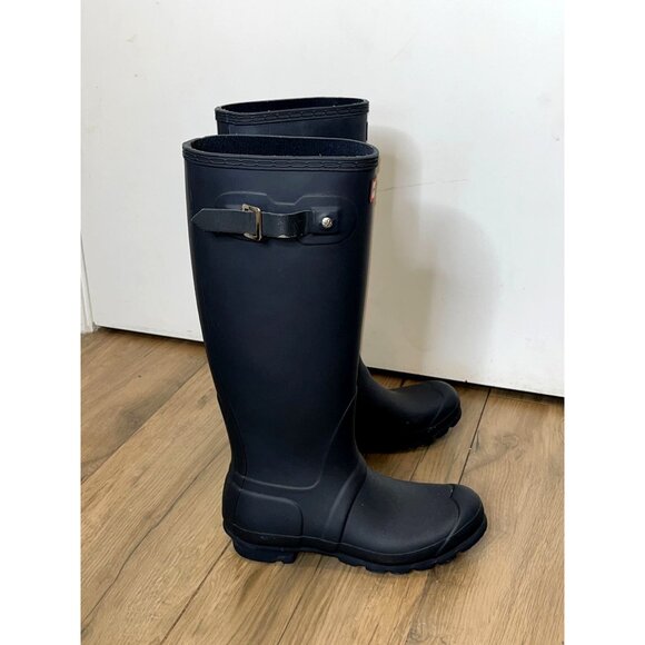 Women’s Hunter Original tall back adjustable wellington boots in black Size 7 - Picture 3 of 9